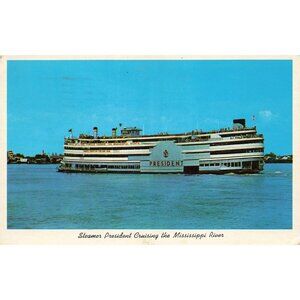 Postcard Steamer President Cruising the Mississippi River Vintage Chrome Posted